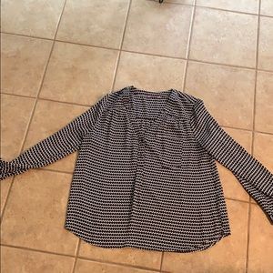 Black and White Print Button Blouse